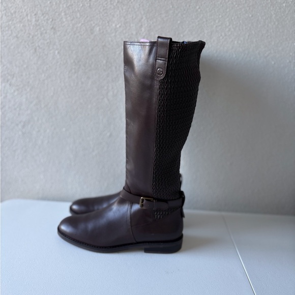 Cole‎ Haan Clive Stretch Brown Knee Boots Size 9.5B Equestrian Horse Buckle Flat - Picture 4 of 13
